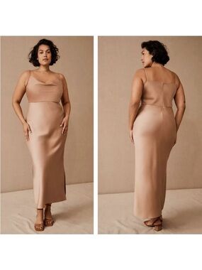 Sachin Babi Cali Cowl Neck Satin Slip Midi Dress BHLDN Anthropologie Size 12